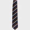 Brown And Navy Diagonal Pattern Silk Tie
