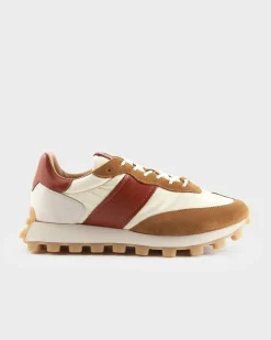 Brown And Off-White Suede And Fabric 1T Sneakers