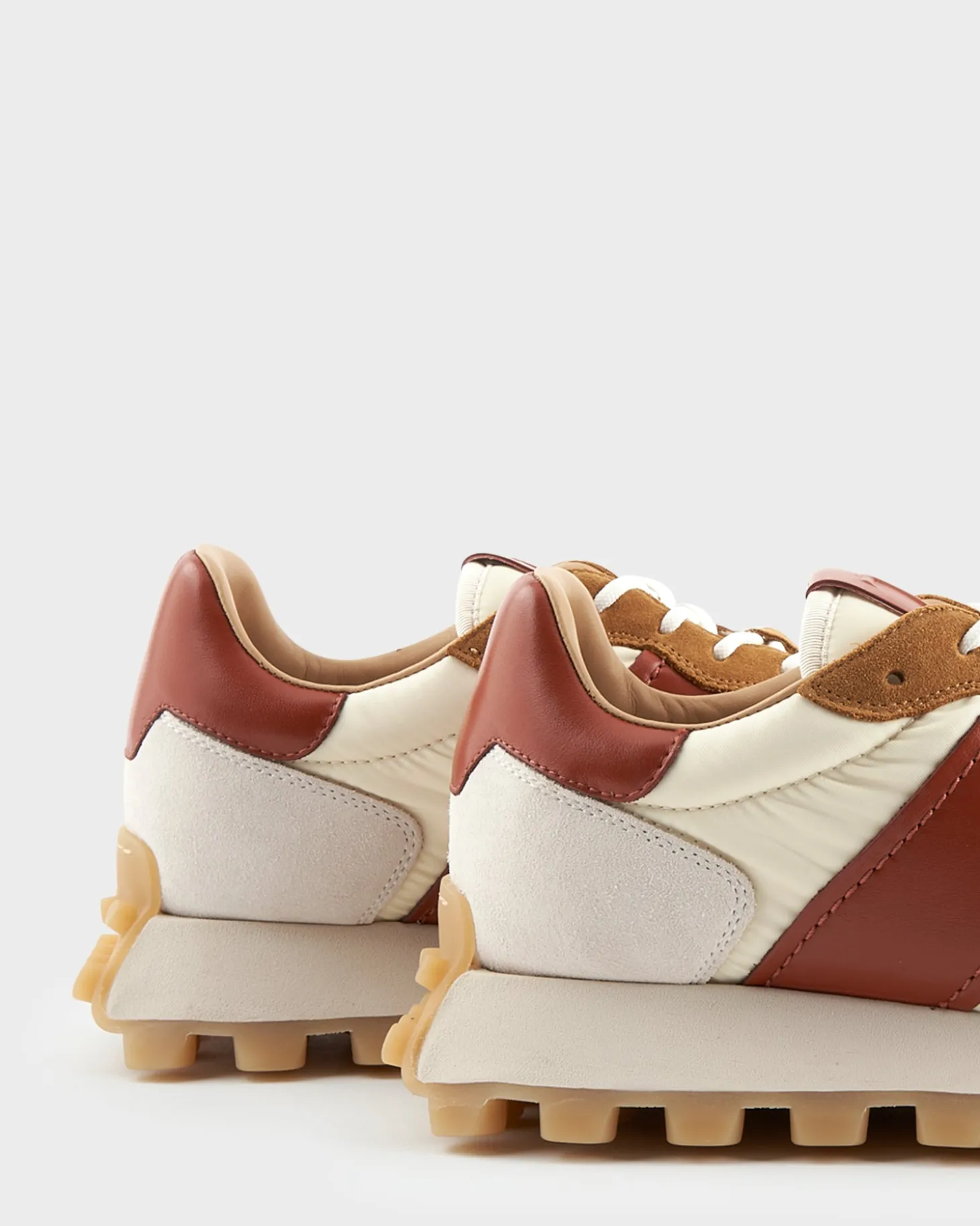 Brown And Off-White Suede And Fabric 1T Sneakers