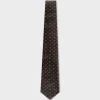 Brown And White Geo Floral Pattern Silk Tie
