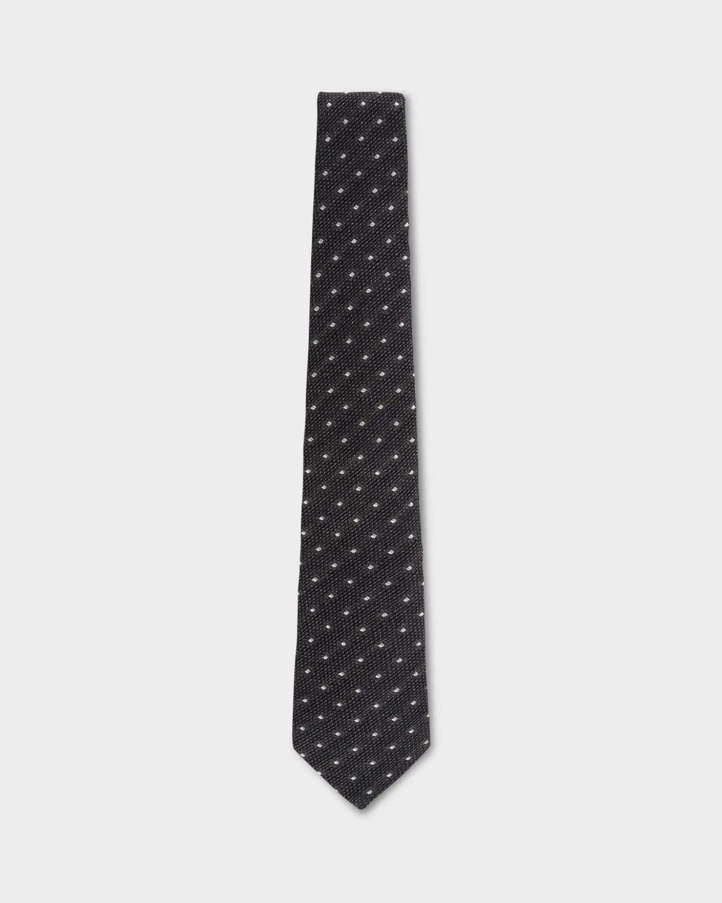 Brown And White Spotted Cotton Silk Tie