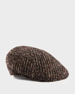 Brown Boucle Tweed Wool Baker Boy Cap