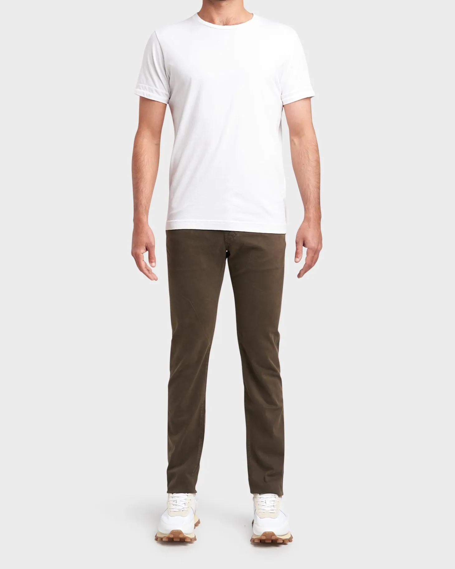 Brown Lightweight Cotton Stretch Trousers