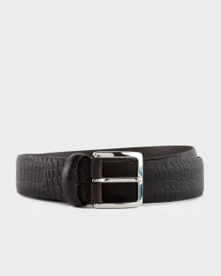 Brown Matt Croc Effect Leather Belt