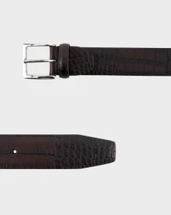 Brown Matt Croc Effect Leather Belt