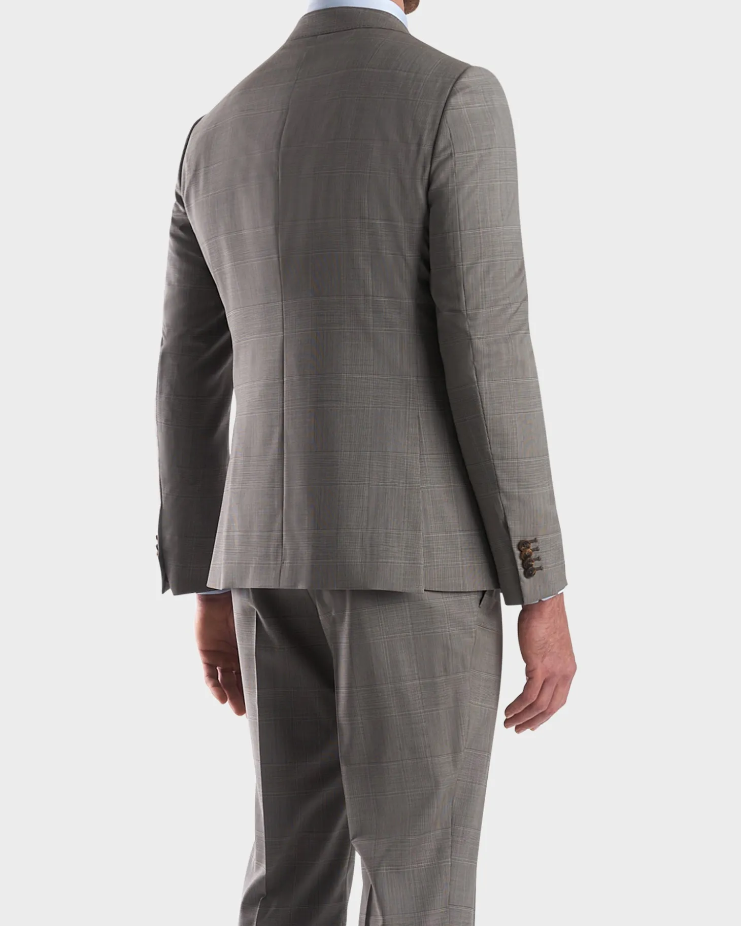 Brown Prince Of Wales Check Wool Suit