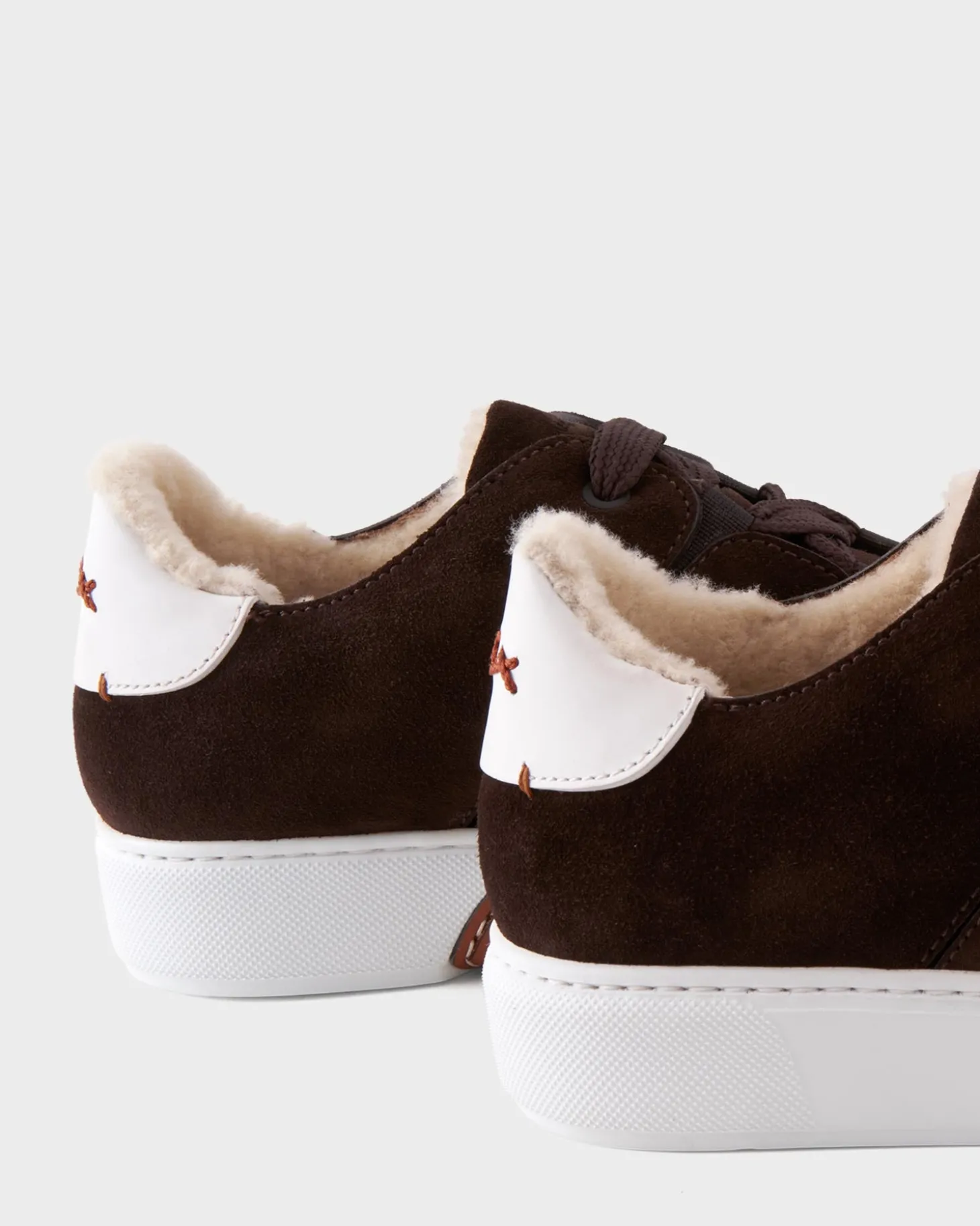 Brown Suede Shearling Tiziano Sneakers