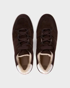Brown Suede Shearling Tiziano Sneakers