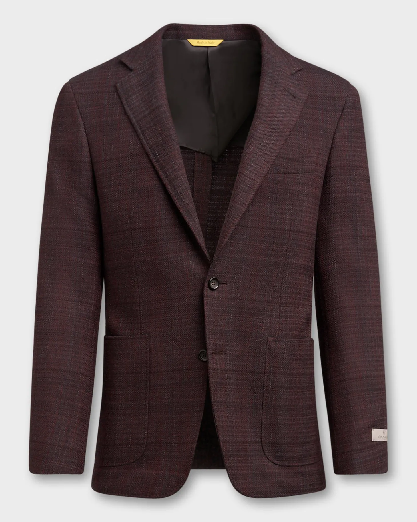 Burgundy And Grey Wool Cashmere Stretch Kei Jacket