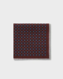 Burgundy Geo Floral Wool Pocket Square