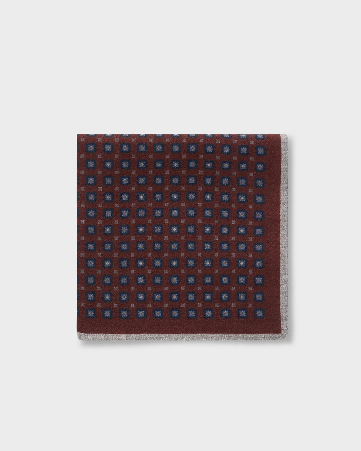 Burgundy Geo Floral Wool Pocket Square