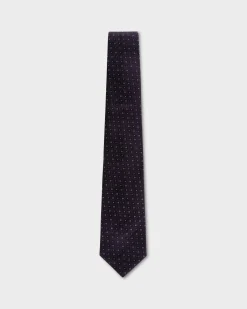 Burgundy With Blue And White Micro Pattern Tie