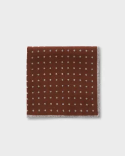 Burn Orange Brown Polkadot Wool Pocket Square