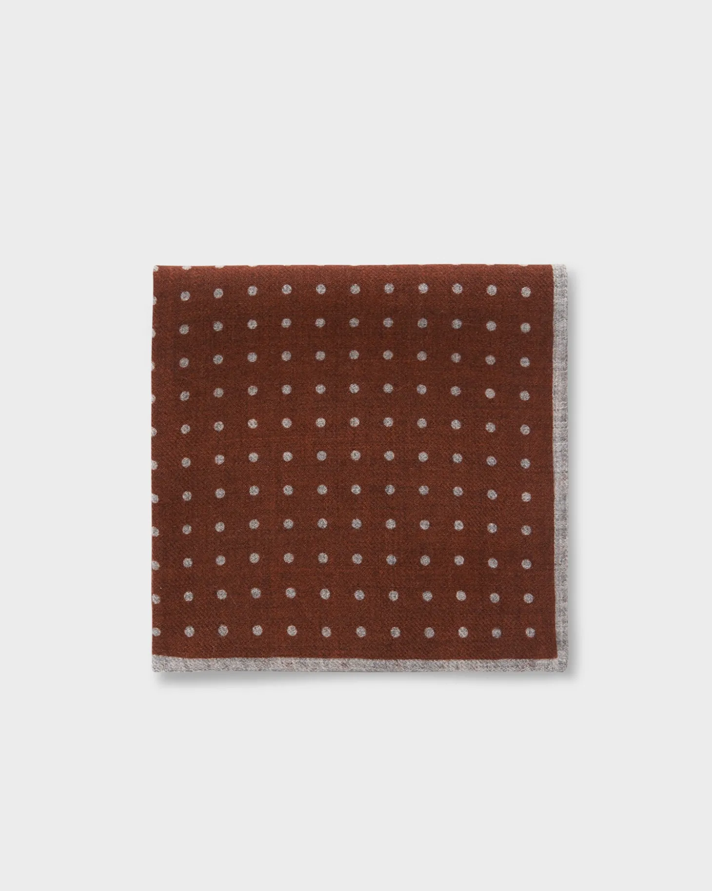 Burn Orange Brown Polkadot Wool Pocket Square