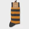 Butterscotch And Grey Thick Stripe Socks
