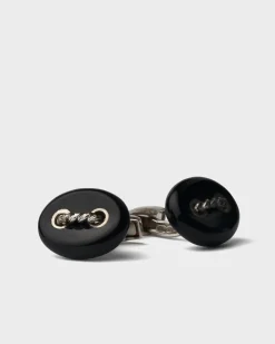 Cable Marine Link Black Agate Cufflinks