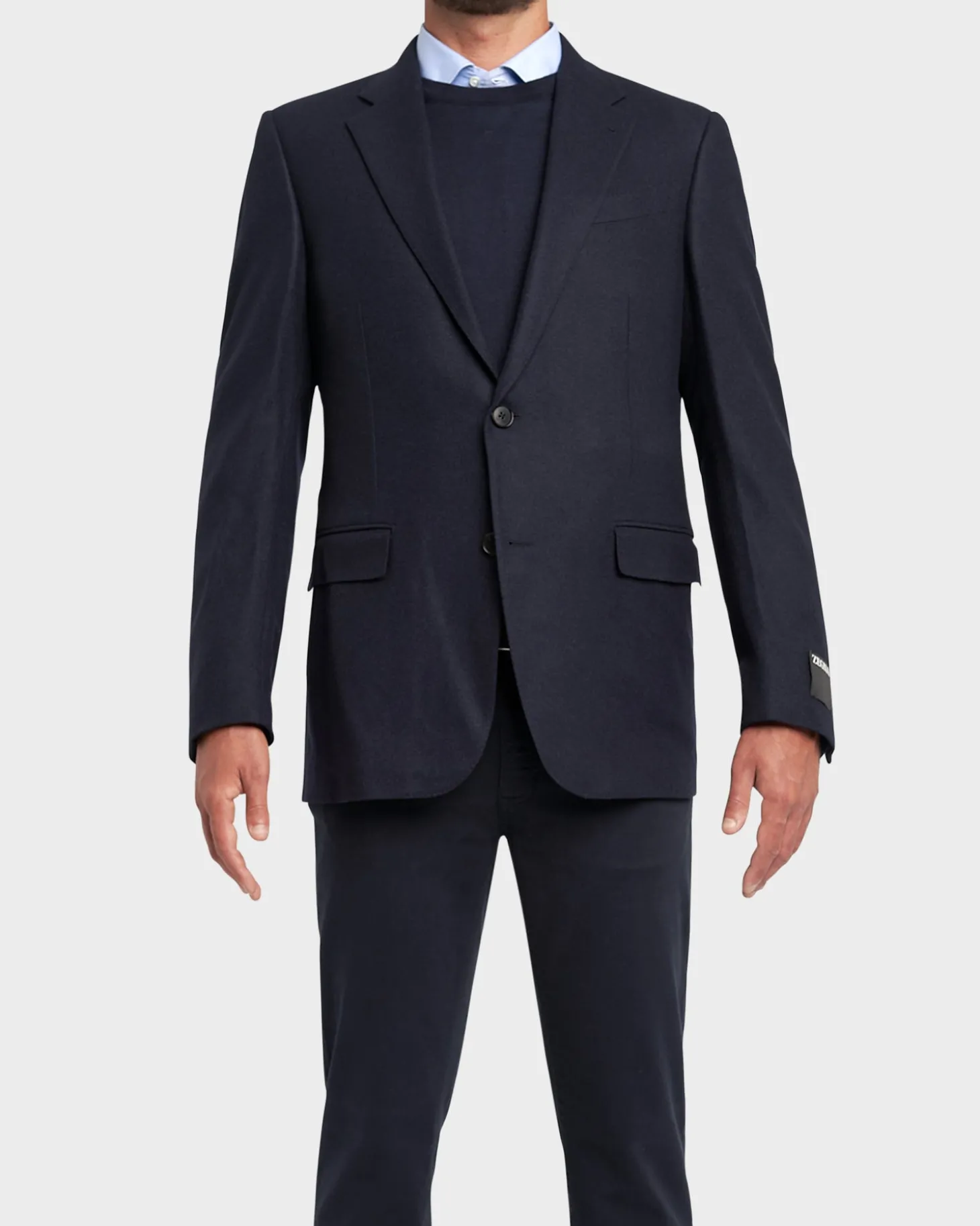 Cashmere Mink Solid Navy Blazer