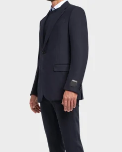 Cashmere Mink Solid Navy Blazer