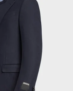 Cashmere Mink Solid Navy Blazer