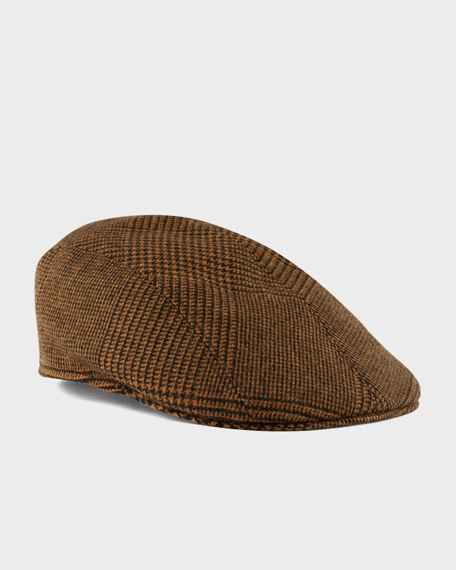 Checked Wool Baker Boy Cap