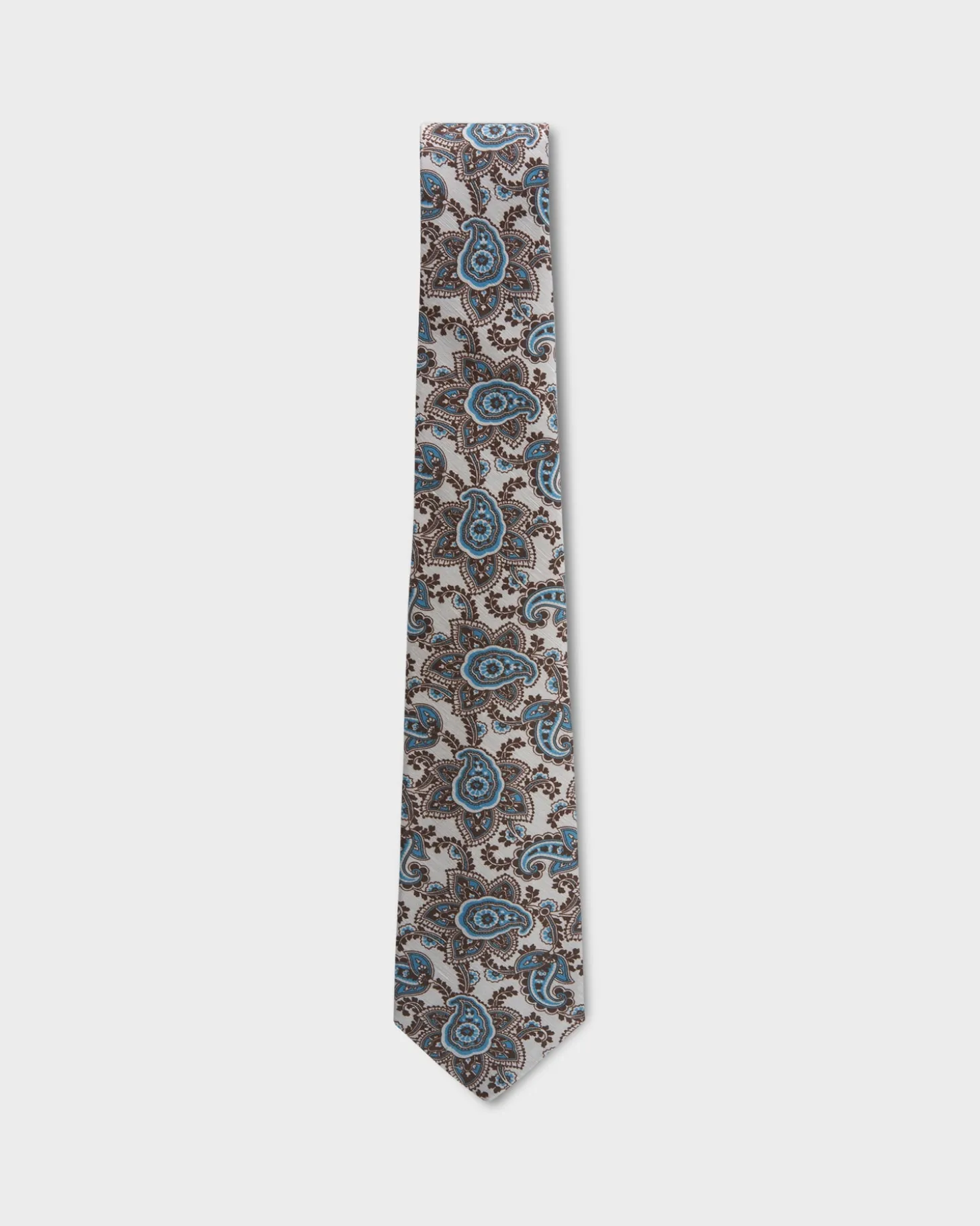 Cream Paisley Silk Linen Tie