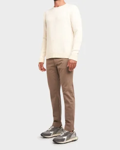 Cream Wool Blend Patterned Knit Sweater