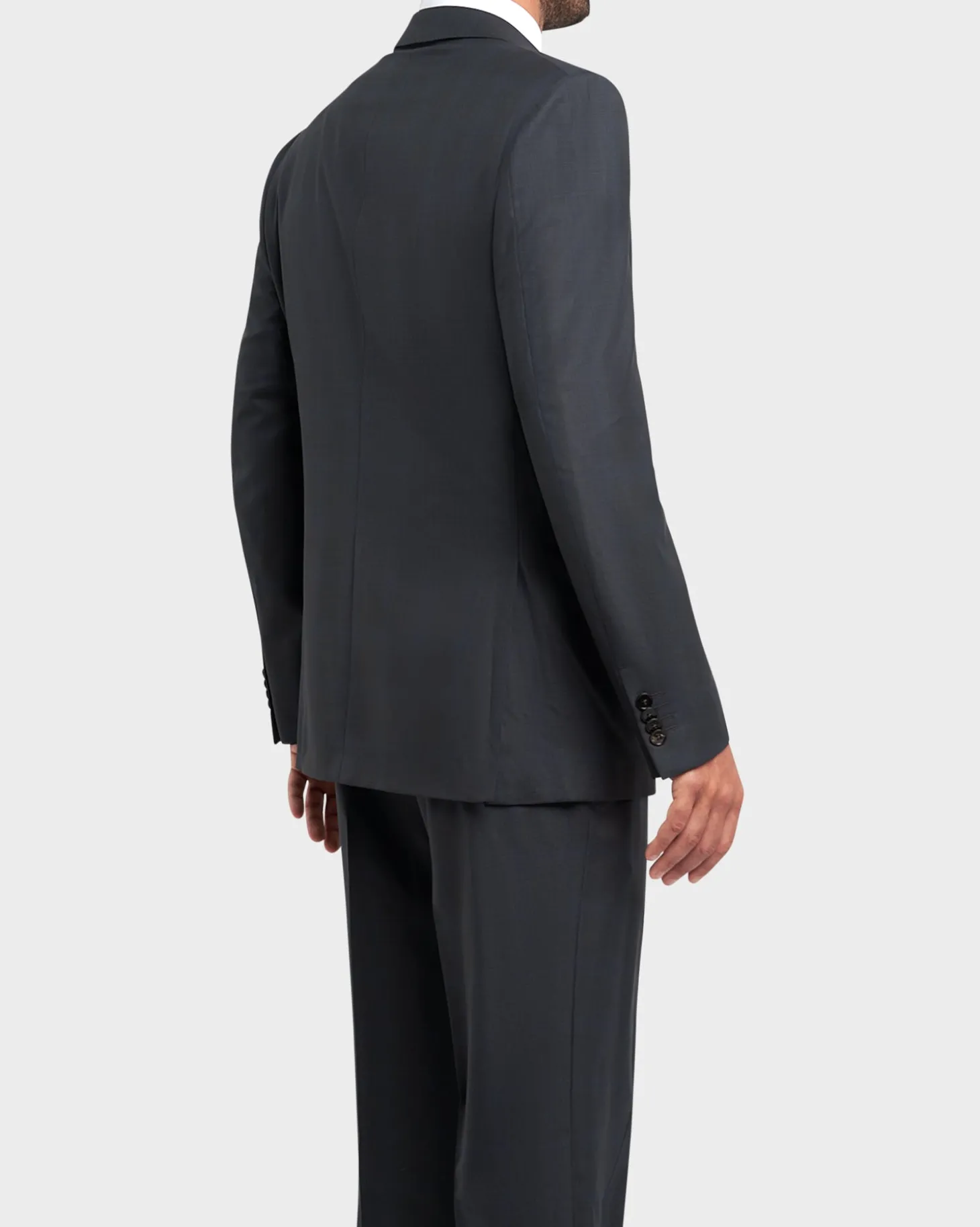 Dark Blue And Gunmetal Windowpane 15Milmil15 Wool Suit