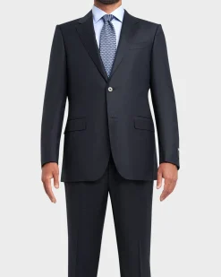 Dark Blue Burgundy Stripe Trofeo Wool Suit