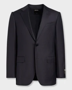 Dark Blue Burgundy Stripe Trofeo Wool Suit
