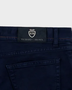 Dark Blue Cashmere Cotton Slim Fit Cords