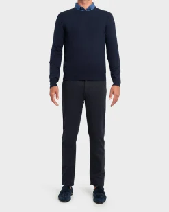 Dark Blue Cashmere Crew Neck Sweater