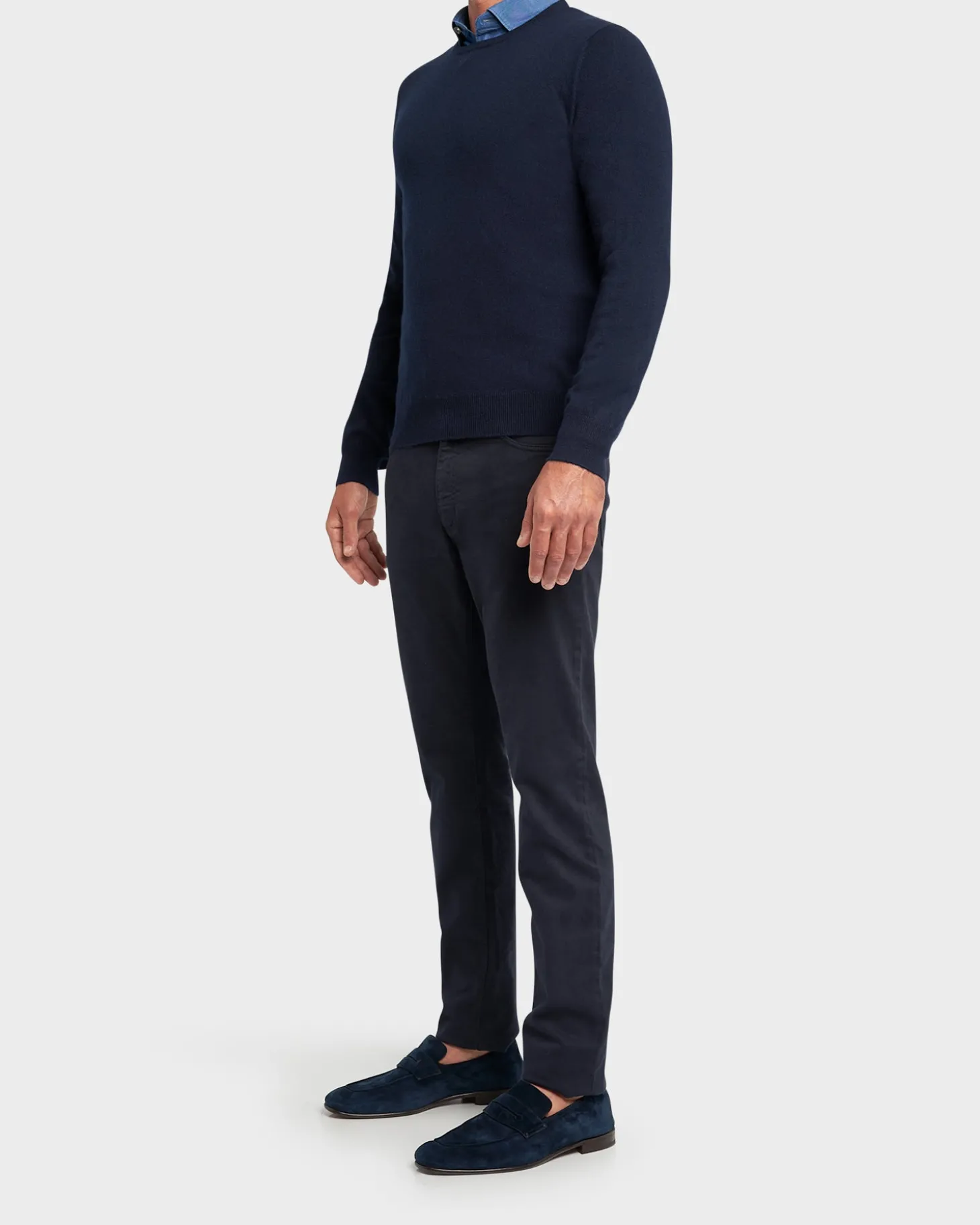 Dark Blue Cashmere Crew Neck Sweater