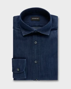Dark Blue Cotton Denim Shirt