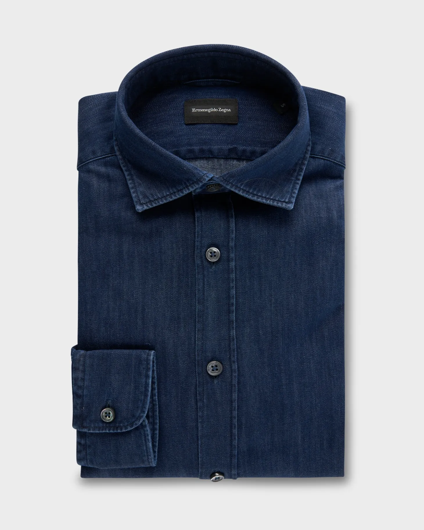 Dark Blue Cotton Denim Shirt
