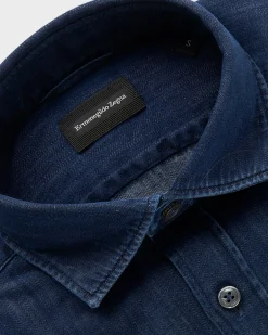 Dark Blue Cotton Denim Shirt