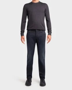 Dark Blue Cotton Lyocell Slim Fit Jeans