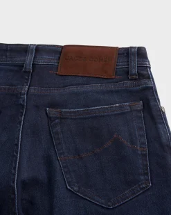 Dark Blue Cotton Lyocell Slim Fit Jeans