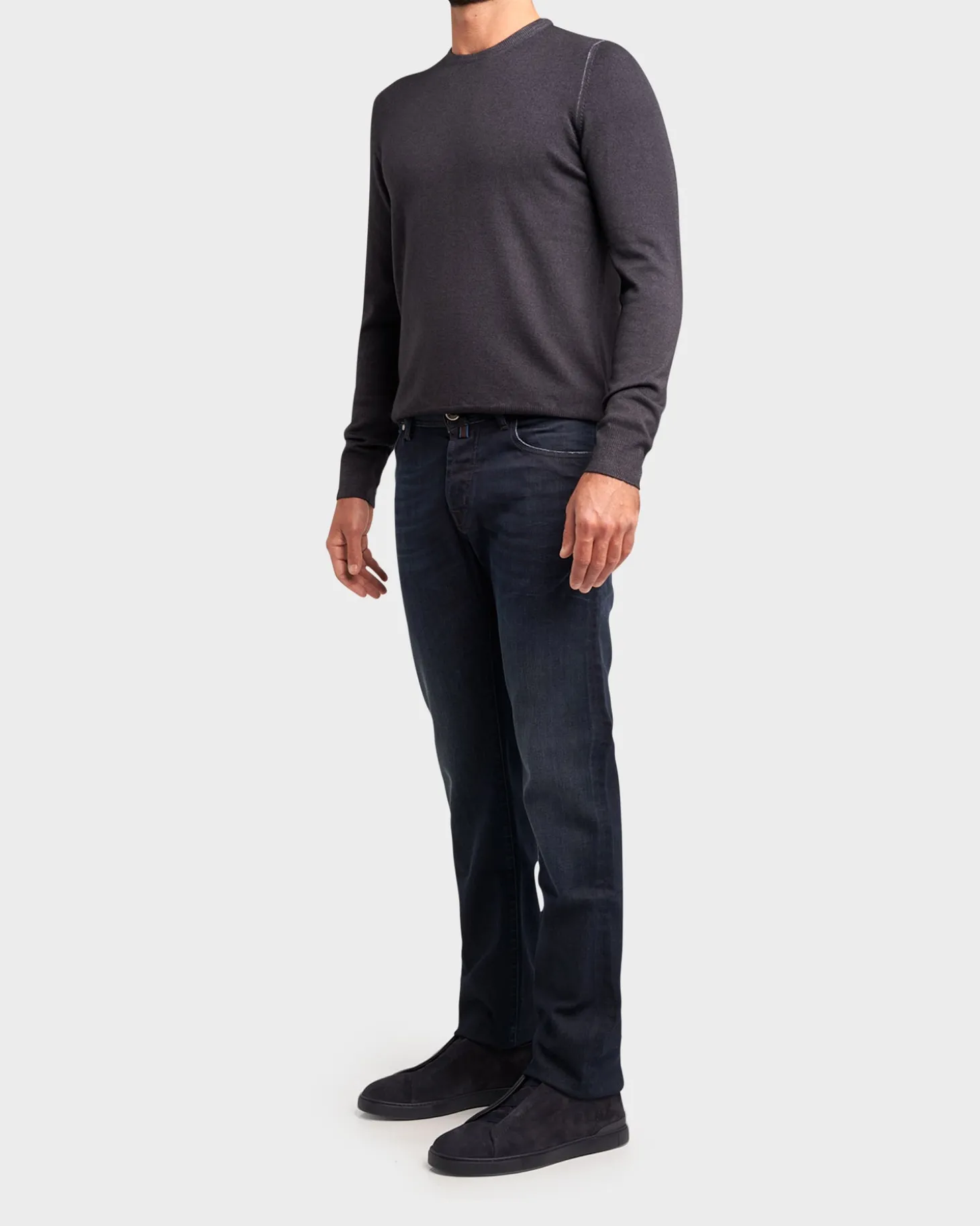 Dark Blue Cotton Lyocell Slim Fit Jeans