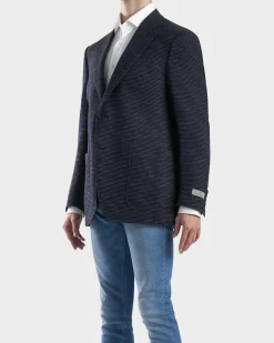 Dark Blue Cotton Stretch Sports Jacket