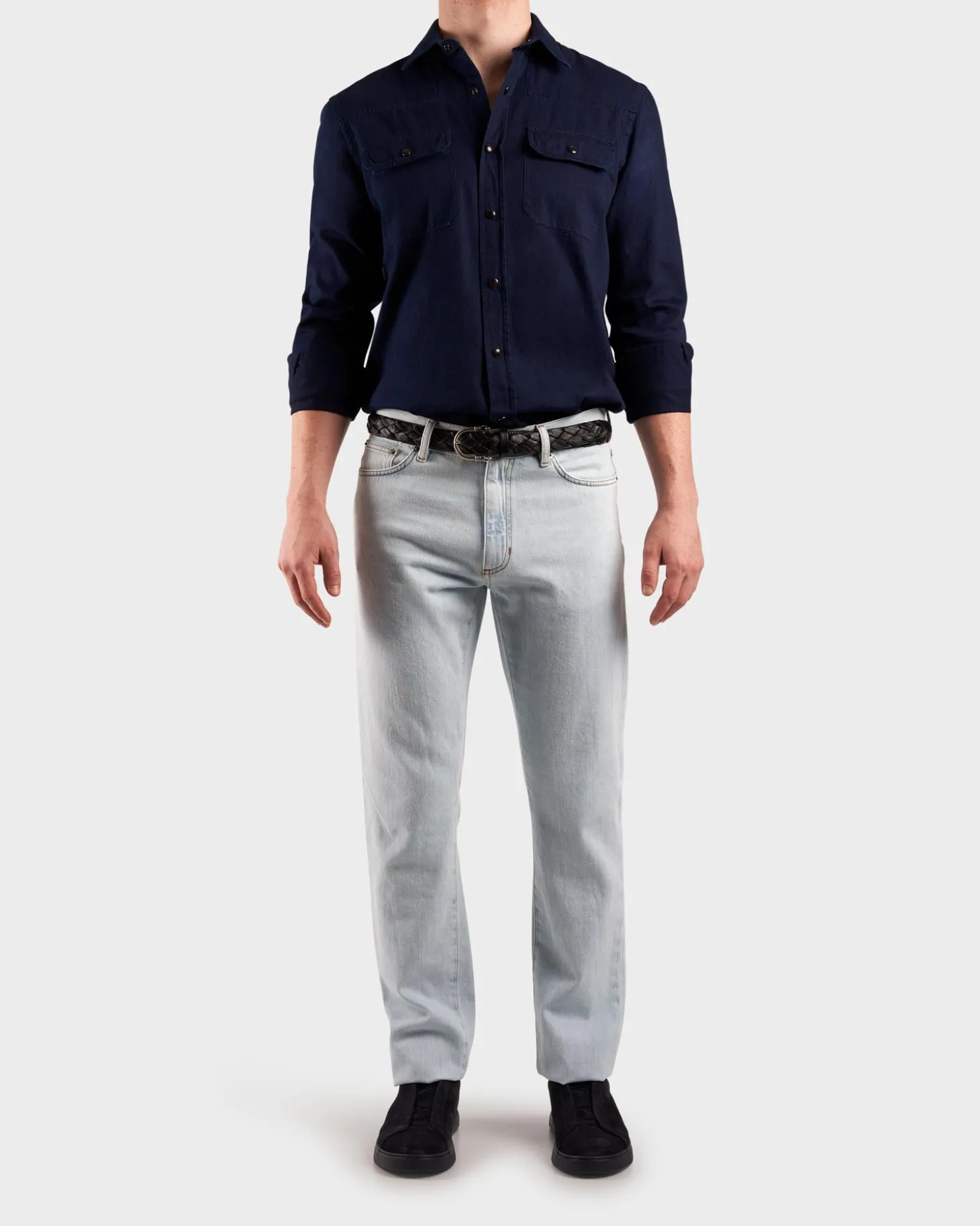 Dark Blue Denim Cotton Overshirt