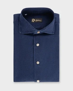 Dark Blue Denim Linen Cotton Shirt