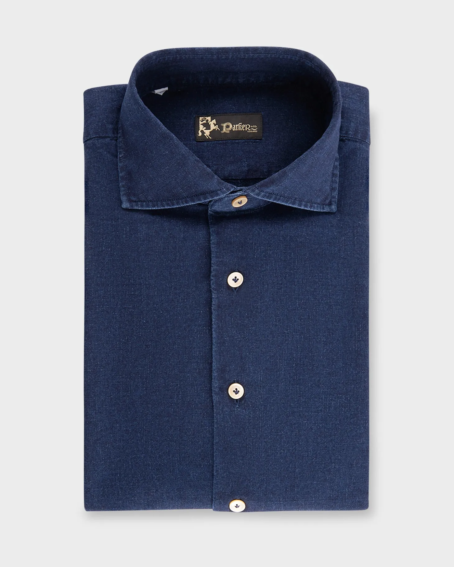 Dark Blue Denim Linen Cotton Shirt