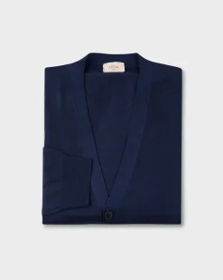 Dark Blue Extrafine Merino Button Up Cardigan