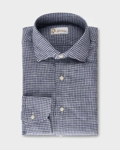 Dark Blue Gingham Linen Shirt