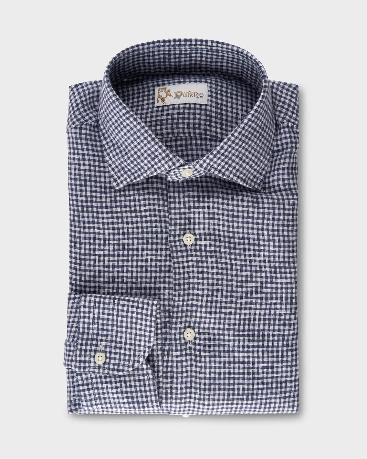 Dark Blue Gingham Linen Shirt