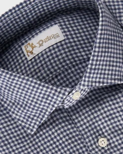 Dark Blue Gingham Linen Shirt