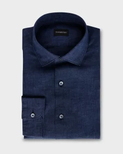 Dark Blue Linen Shirt
