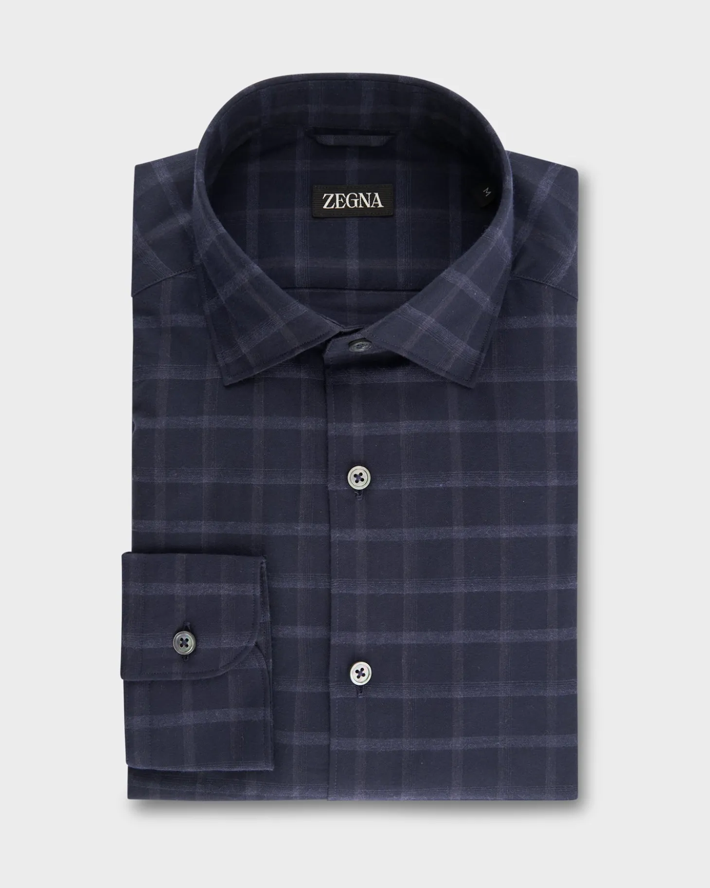 Dark Blue Macro Check Cotton Shirt