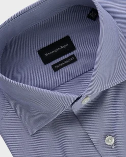 Dark Blue Pinstripe French Cuff Trofeo Cotton Shirt