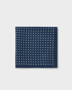 Dark Blue Polkadot Wool Pocket Square
